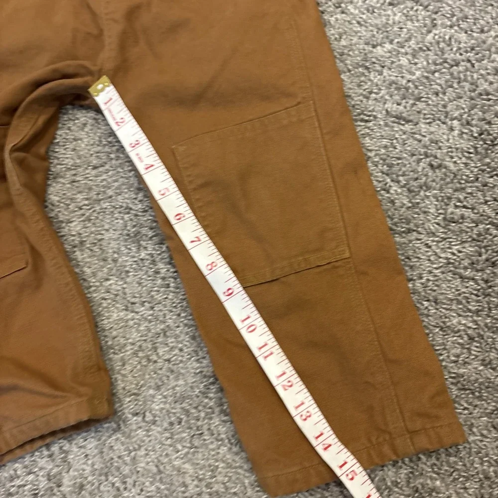 Carhartt Brown Camel Bib Overalls Plaid Flannel Lined Double Knee - Size 3T